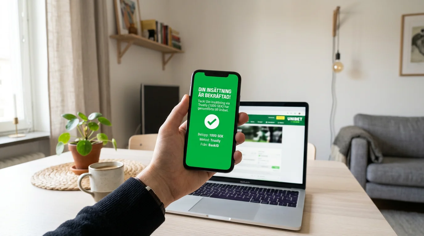 Trustly-betalningar på Unibet för svenska spelare